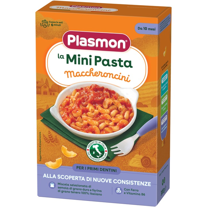 Paste Plasmon Maccheroncini, 300 g, de la 10 luni