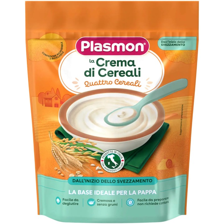 Crema cu 4 Cereale Plasmon, 200 g, de la 6luni