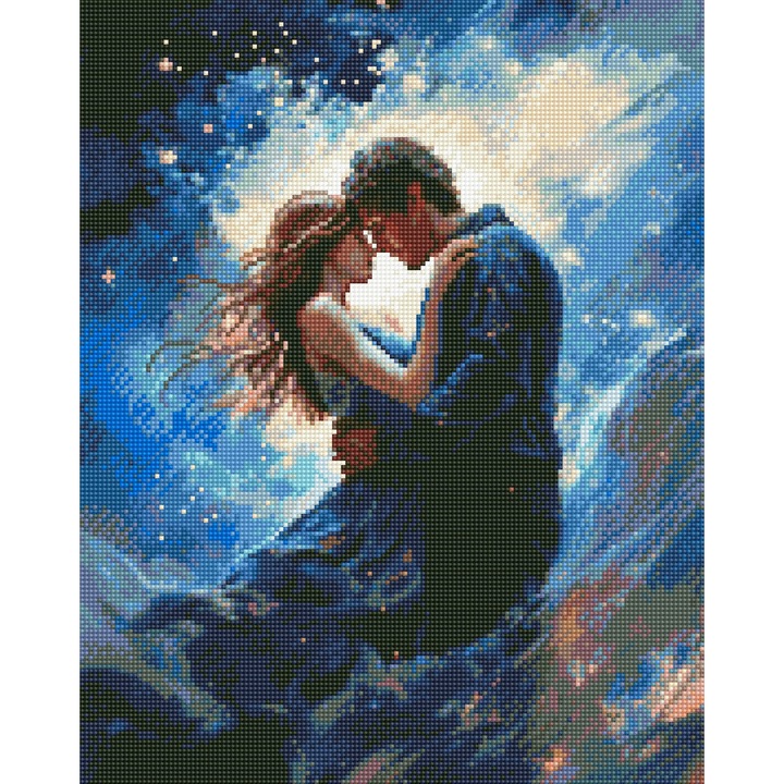 Set goblen cu diamante, cu sasiu, Dans celest, 40x50 cm