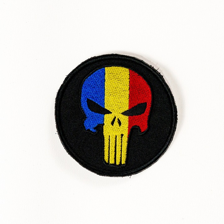 Petic brodat Brodcraft - Schelet punisher tricolor, 8x8 cm