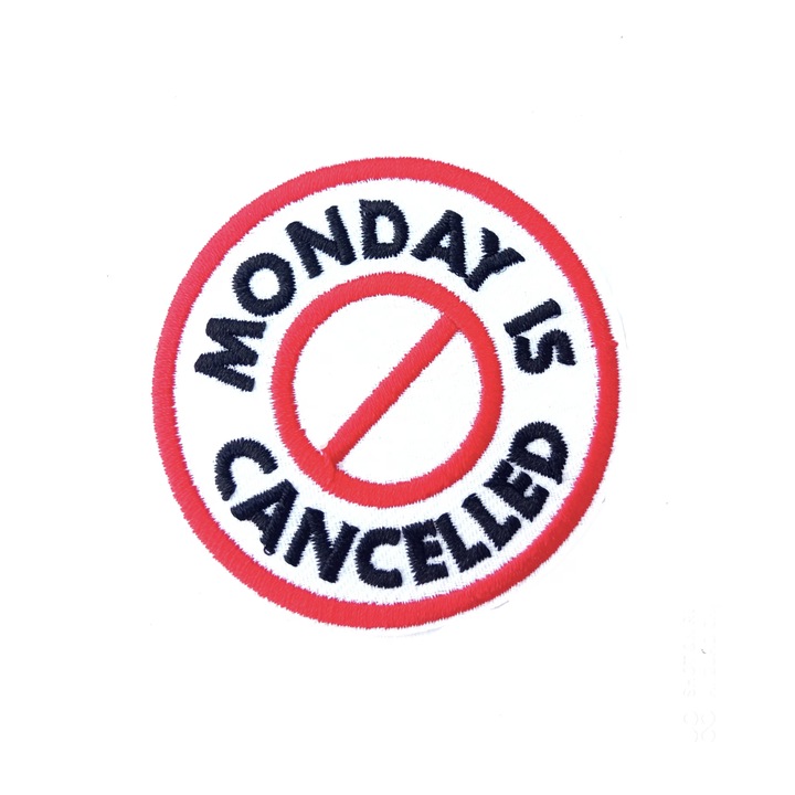 Petic textil Monday Cancelled, Multicolor, 6 cm x 6 cm, INOVATIX