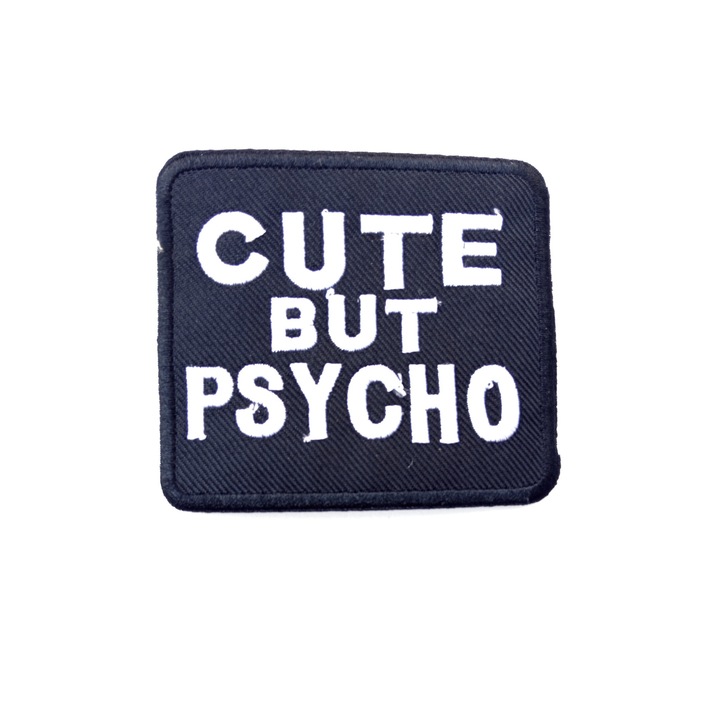 Petic textil Cute But Psyco, Multicolor, 8 cm x 7 cm, INOVATIX