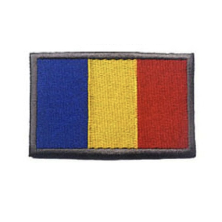 Petic textil Steagul Romaniei cu scai, Multicolor, 8 cm x 5 cm, INOVATIX