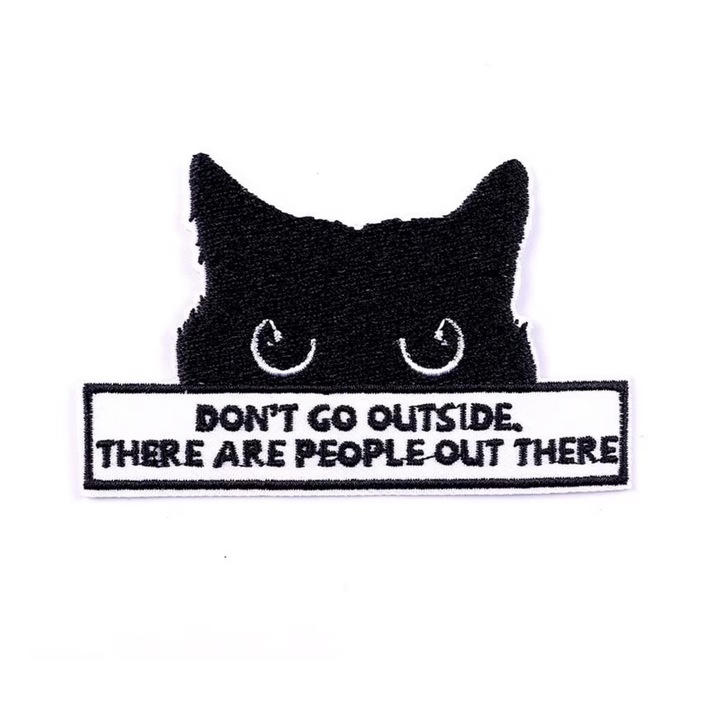 Petic textil Cat Don't Go Outside, Multicolor, 9, 3 cm x 5, 8 cm, INOVATIX