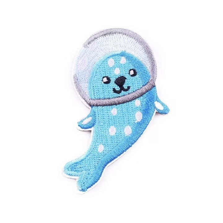 Petic textil Foca Astronaut, Multicolor, 6, 7 cm x 4, 1 cm, INOVATIX