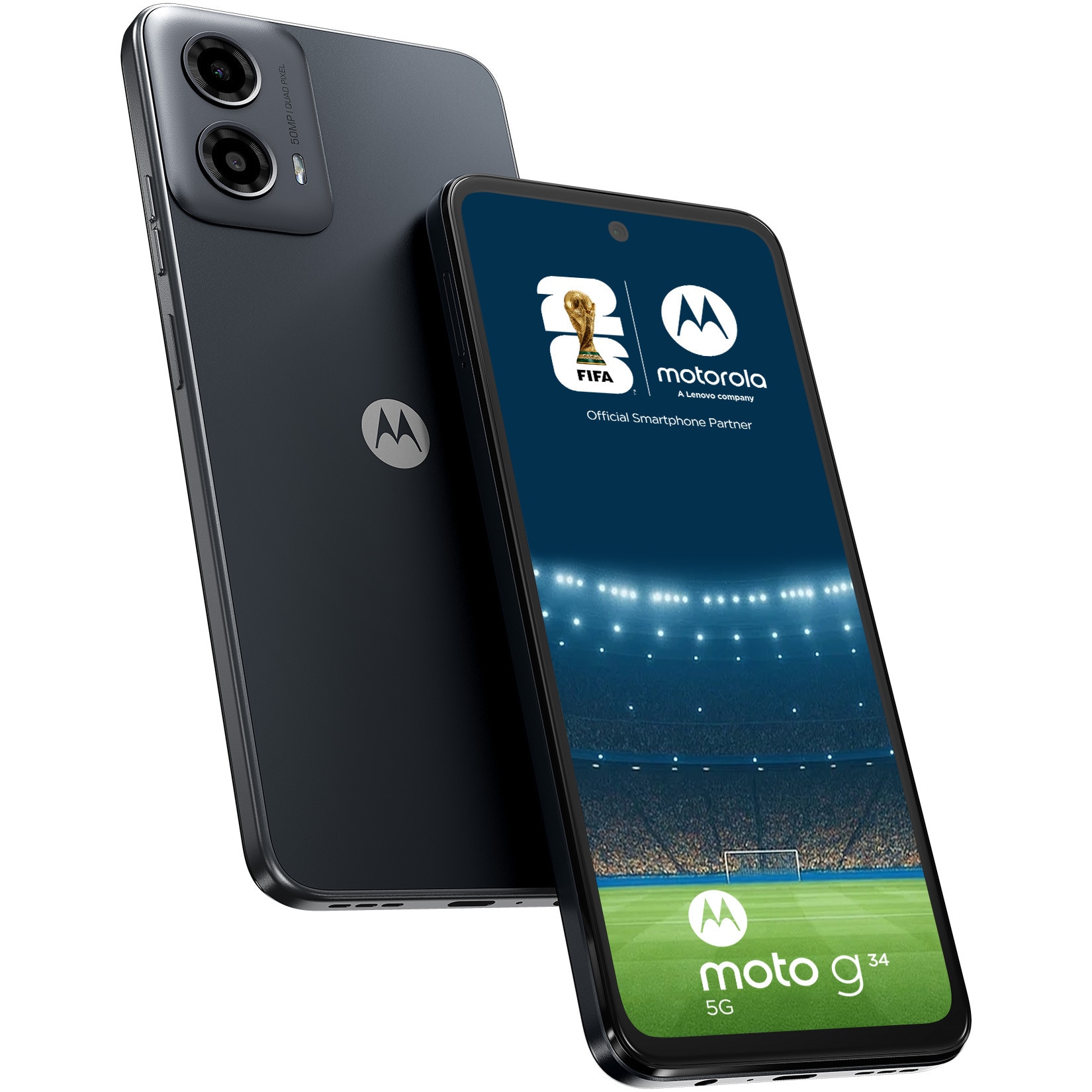Telefon mobil Motorola Moto g34, Dual SIM, 128GB, 8GB RAM, 5G, Charcoal Black