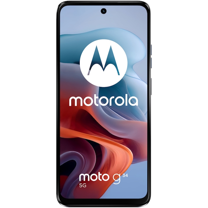 Motorola Moto g34 Mobiltelefon, Kártyafüggetlen, Dual SIM, 128 GB, 8 GB RAM, 5G, Jégkék