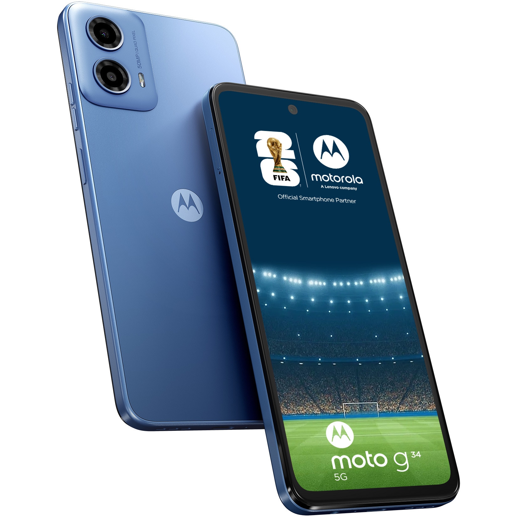Telefon mobil Motorola Moto g34, Dual SIM, 128GB, 8GB RAM, 5G, Ice Blue