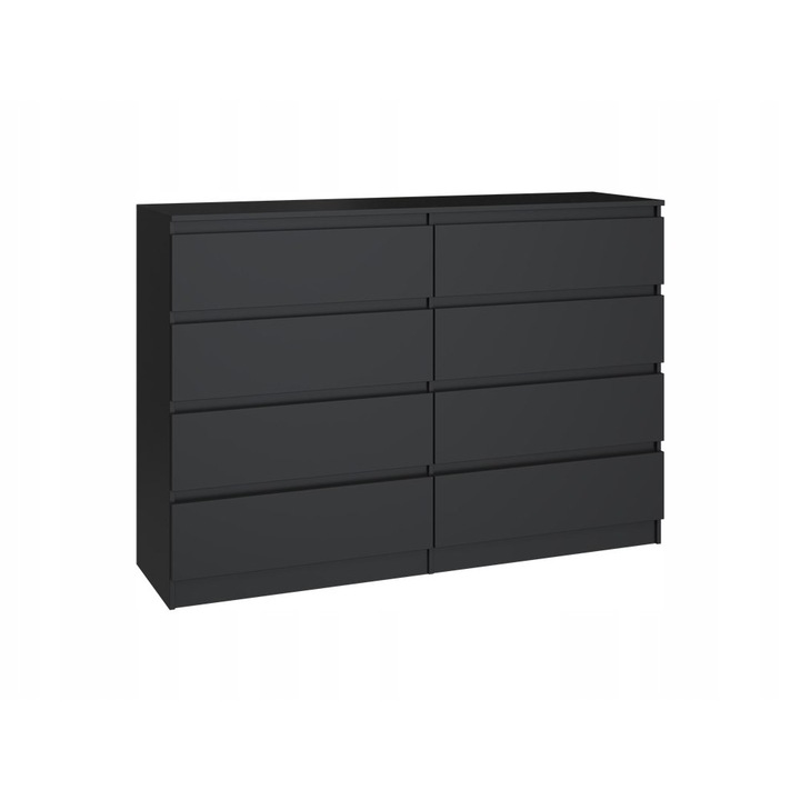 Comoda Topeshop, MALWA M8 140, PAL, 8 sertare, negru, 138x40x97 cm