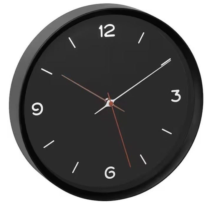 Ceas silentios de perete, analog, negru, monocrom, design minimalist, TFA 60.3056.01