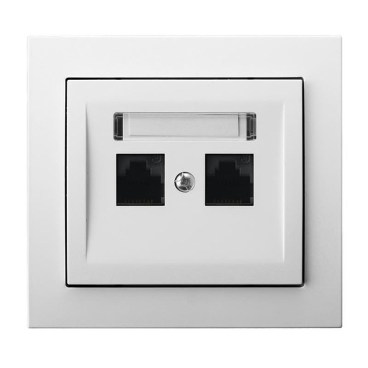 Двоен компютърен контакт GPK-2W/K/00, Ospel, Бял