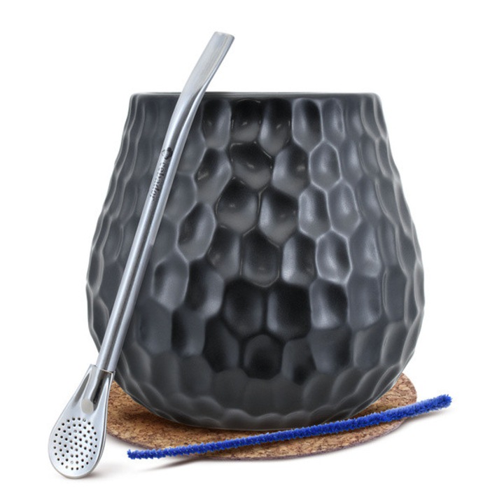 Készlet Bögre Yerba Mate Tea 400ml, Cebador, Fekete, Bombilla 19 cm