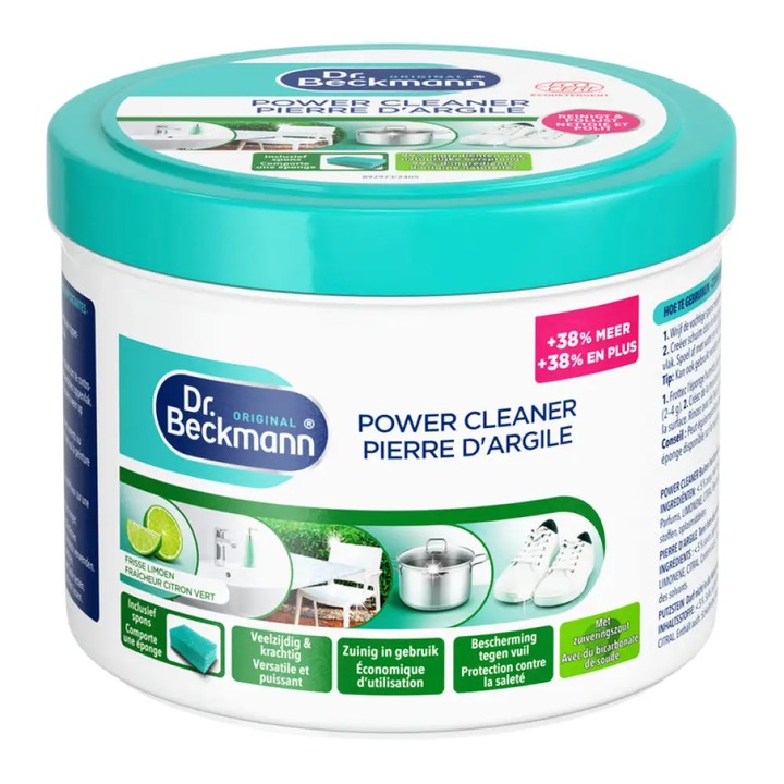 Pasta de curatat universal Dr.Beckmann, Putzstein, cu burete si parfum lime, 550 g