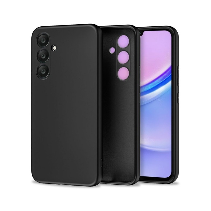 Заден калъф Upzz Tech Protect Icon, Съвместим със Samsung Galaxy A15 4G / 5G, Alcantara Inside, Черен