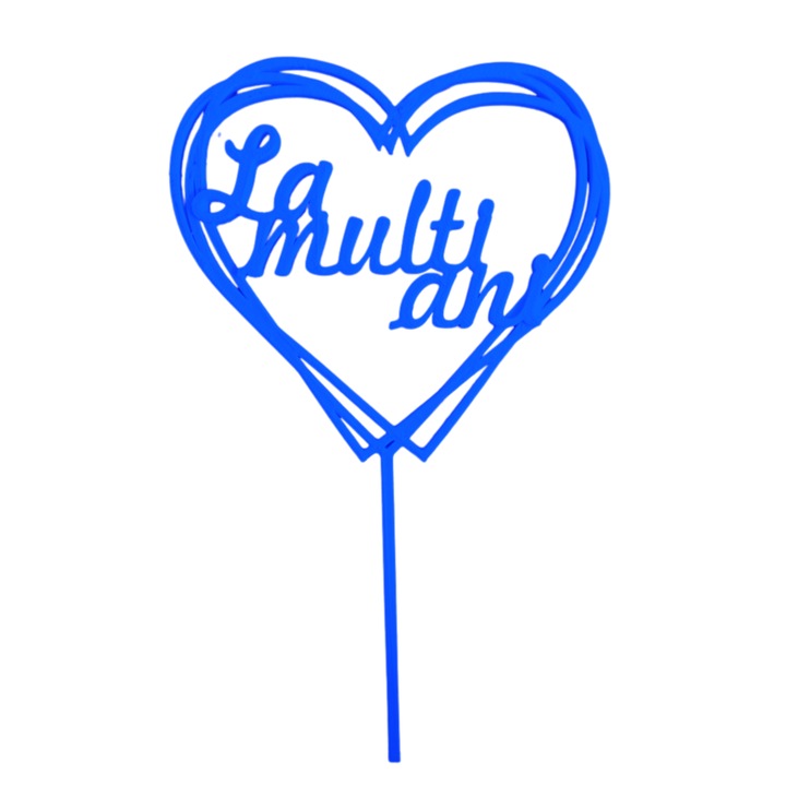 Топер за торта, "HAPPY BIRTHDAY", рожден ден 17 х 10 см син