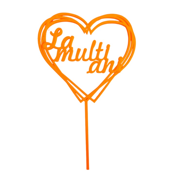 Топер за торта, "HAPPY BIRTHDAY", рожден ден 17 х 10 см оранжев