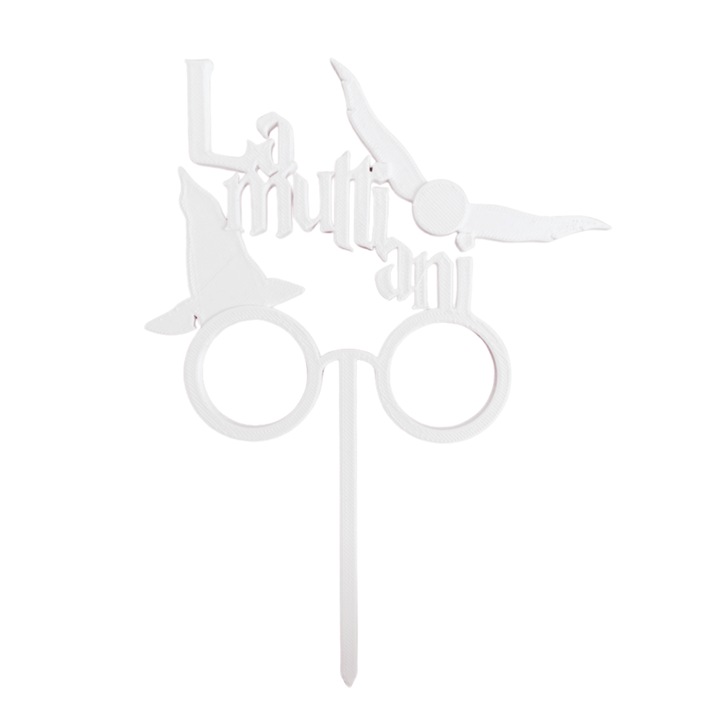Топер за торта, "BIRTHDAY", Тема HARRY POTTER, 17, 5 x 12, 8 см, Бяла слонова кост