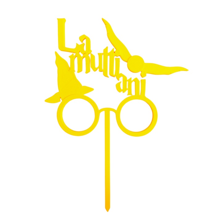 Топер за торта, "РОЖДЕН ДЕН", рожден ден, тема ХАРИ ПОТЪР 17, 5 х 12, 8 см жълт