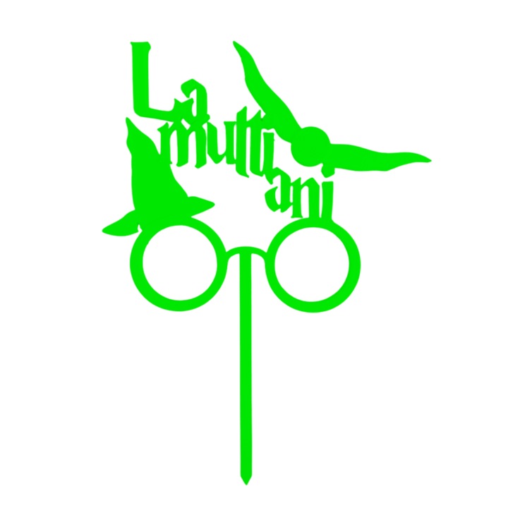 Топер за торта, "РОЖДЕН ДЕН", рожден ден, тема ХАРИ ПОТЪР 17, 5 х 12, 8 см, Зелен