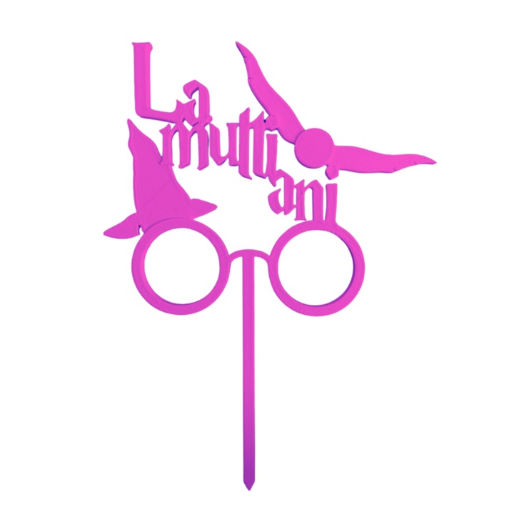 Топер за торта, "РОЖДЕН ДЕН", рожден ден, тема ХАРИ ПОТЪР 17, 5 х 12, 8 см светло лилаво