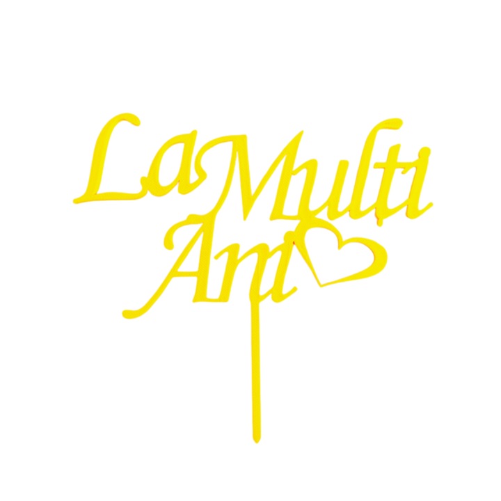 Топер за торта, "HAPPY BIRTHDAY", рожден ден, 14 х 15, 5 см жълт