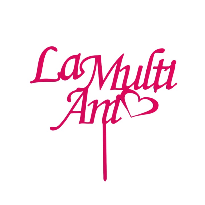 Топер за торта, "HAPPY BIRTHDAY", рожден ден, 14 х 15, 5 см малиново розово