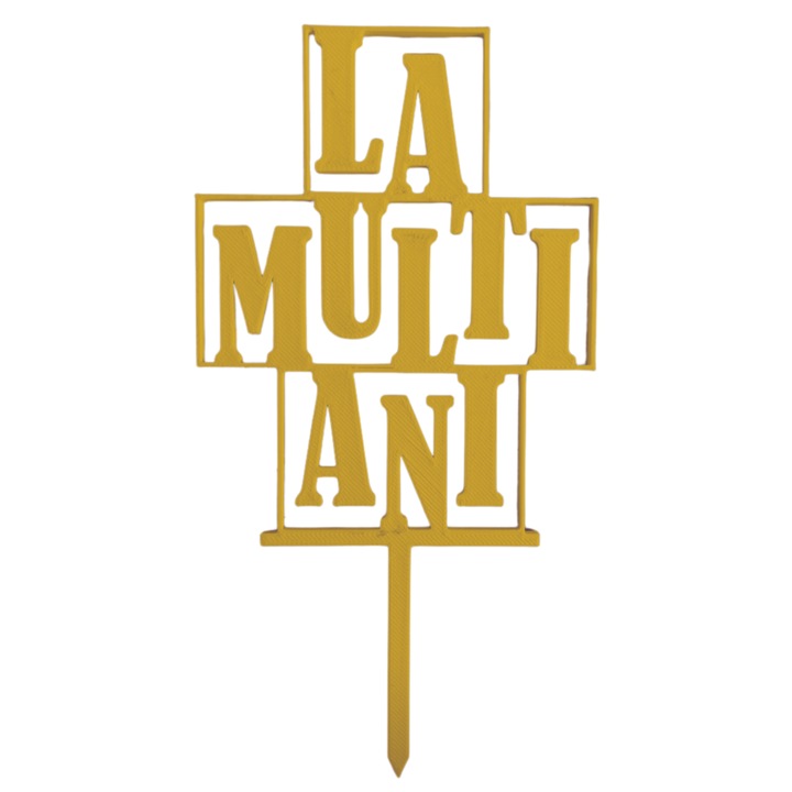 Топер за торта, "HAPPY BIRTHDAY", рожден ден, 17,9 х 9,5 см злато