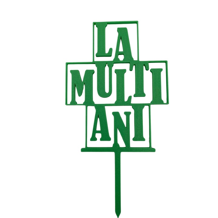 Topper tort, "LA MULTI ANI", zi de nastere, 17,9 x 9,5 cm verde