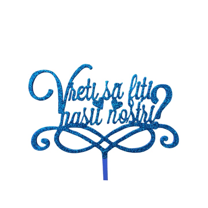 Топер за торта "Искате ли да сте нашите носове", син с блясък 20 x 19,5 cm