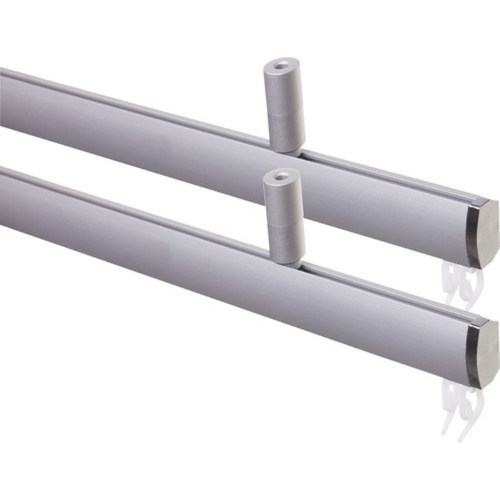 Galerie Dubla Aluminiu, Prindere De Tavan, Argintiu 100 Cm