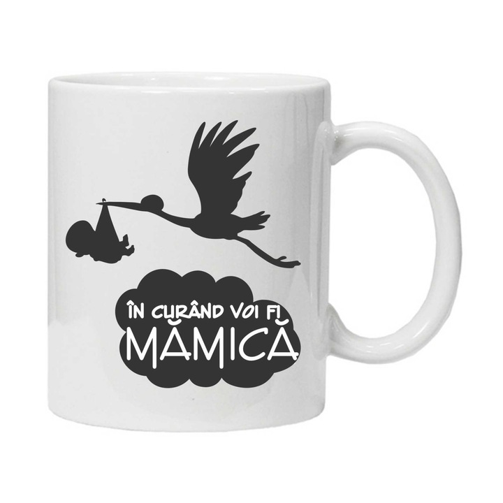 Cana personalizata "mamica in devenire", Ceramica, INOVATIX, 330 ml