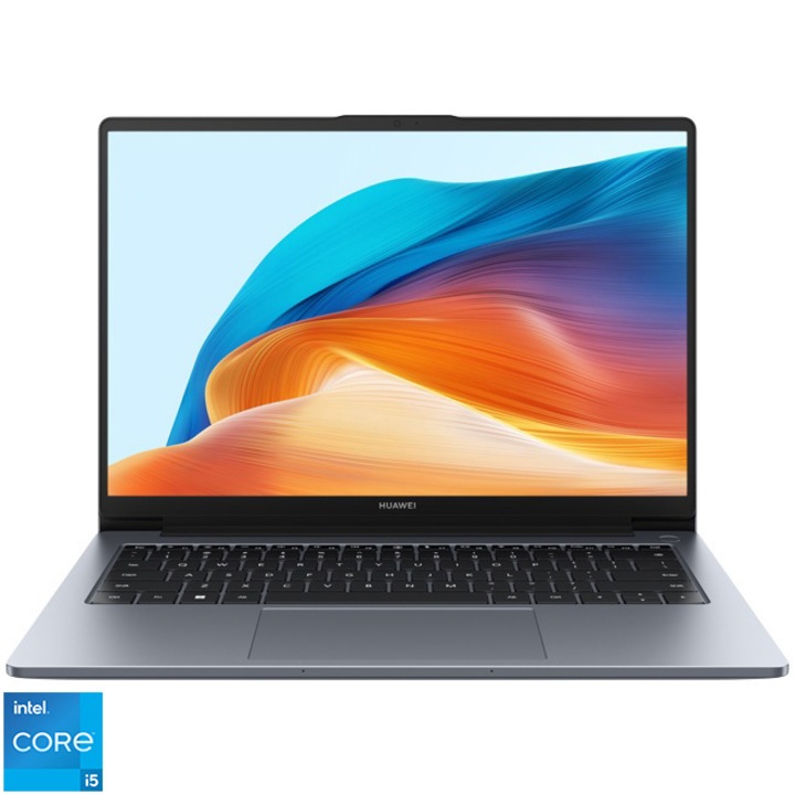 Laptop Huawei Matebook D 14 cu procesor i5-1240P pana la 4.40GHz, 14'', IPS, 16GB LPDDR4x, 512GB SSD, Intel® Iris® Xe Graphics, Windows 11 Home, Space Gray