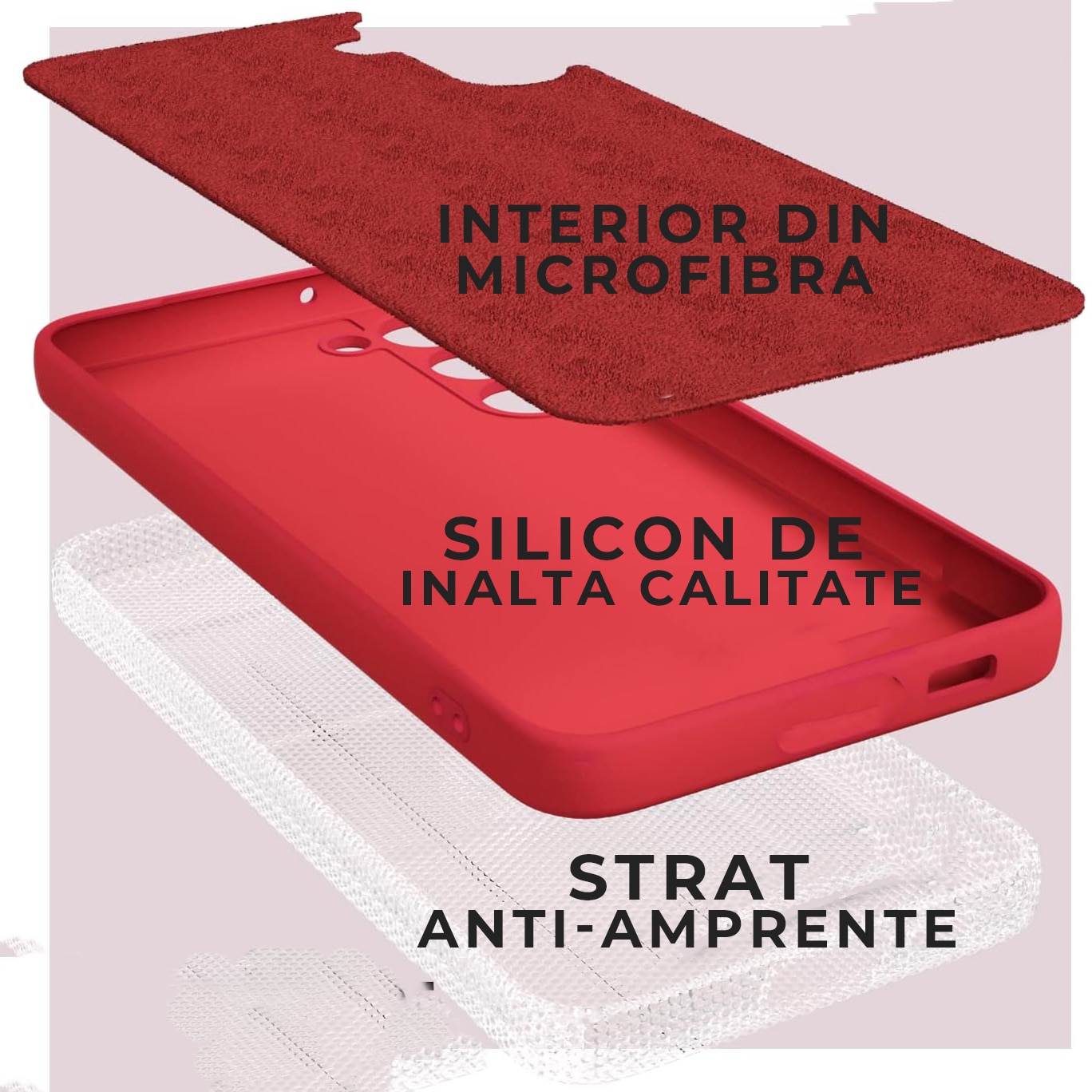 Husa pentru Samsung Galaxy S24 Plus Premium Silicon Daden®, Protectie Camera, Antisoc, Calitate Premium, Rosu