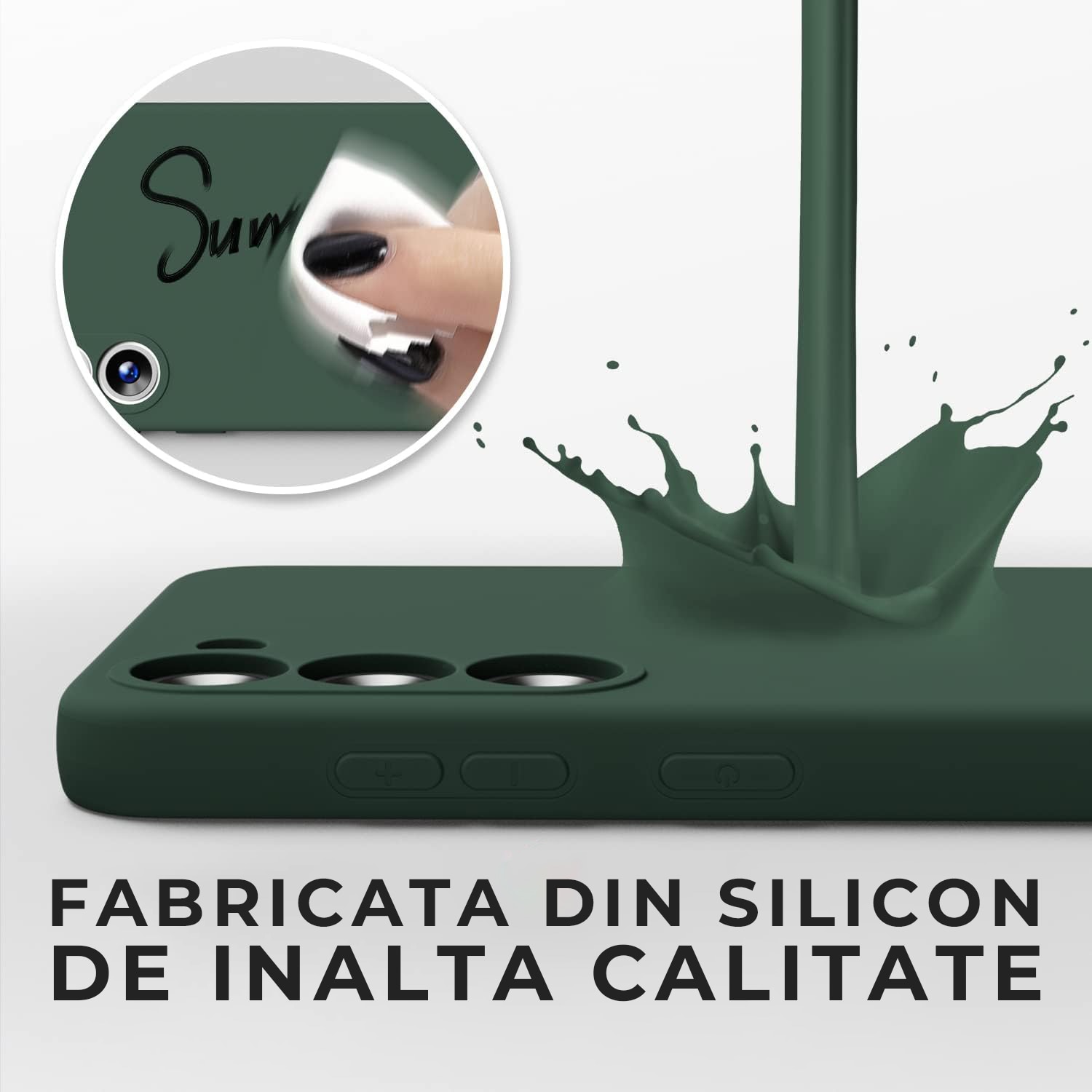 Husa pentru Samsung Galaxy S24 Premium Silicon Daden®, Protectie Camera, Antisoc, Calitate Premium, Verde Inchis