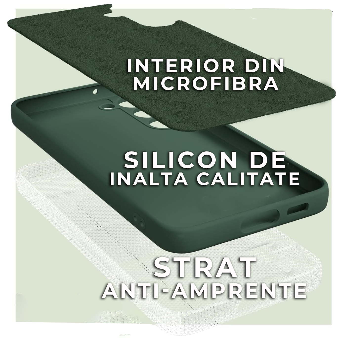 Husa pentru Samsung Galaxy S24 Premium Silicon Daden®, Protectie Camera, Antisoc, Calitate Premium, Verde Inchis