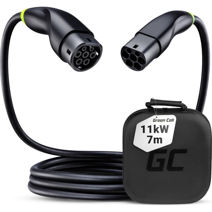 Кабел за зареждане Green Cell, EVKABGC04, Snap Type 2, 11kW, 7m