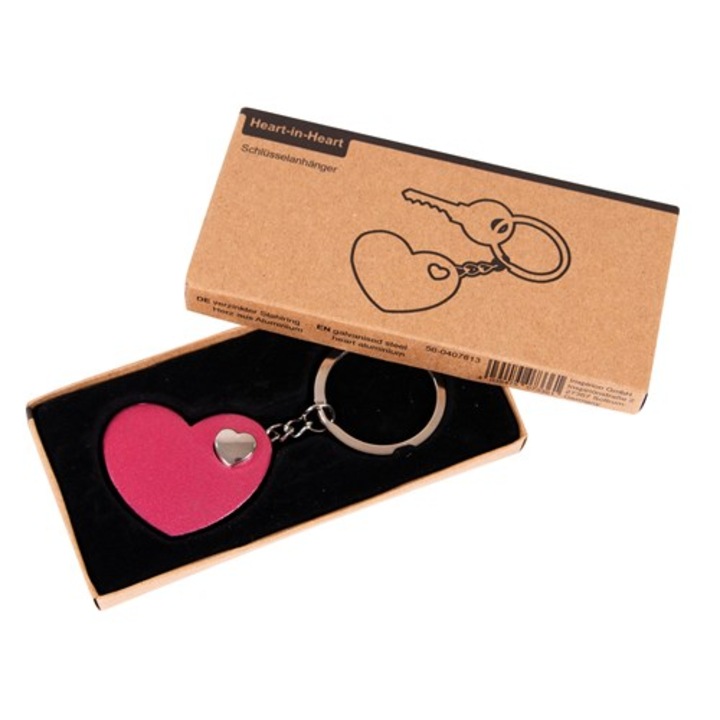 Ключодържател Bremen Heart In Heart, анодизиран алуминий и стомана, 8 x 4 x 0,6 cm