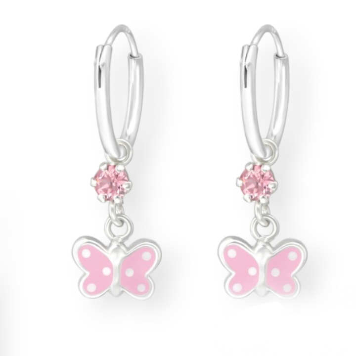 Сребърни обеци за деца, 925, модел Butterfly Tortite