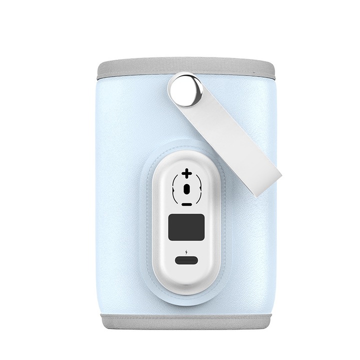 Преносим нагревател, тип капак, MAAGI, за подгряване на мляко и други течности, USB зареждане, Светло син