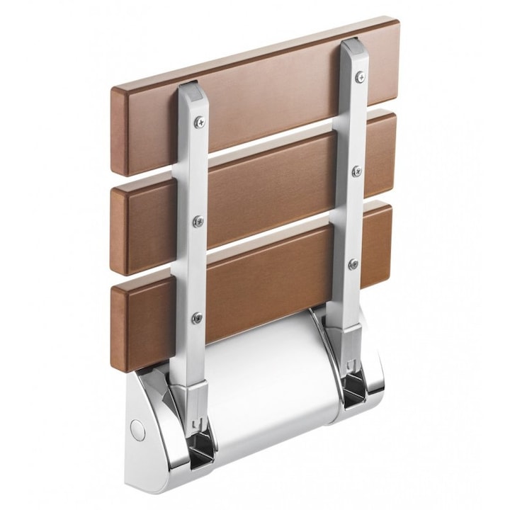 Scaun de perete pliabil, Deante, Aluminiu, Maro