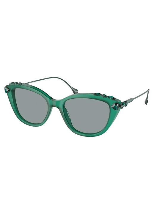 Női napszemüveg, Swarovski, fém / acetát, zöld, 53 - 17 - 140