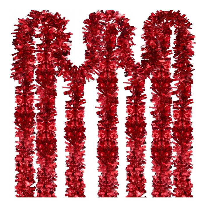 Karácsonyi boa, Sumind, 6db-os szett, PVC, piros, 2 m
