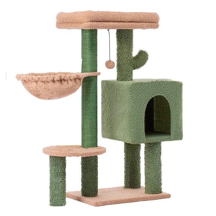Cadru de catarare integrat pentru pisici, Senmase, 43×33×88cm, Verde