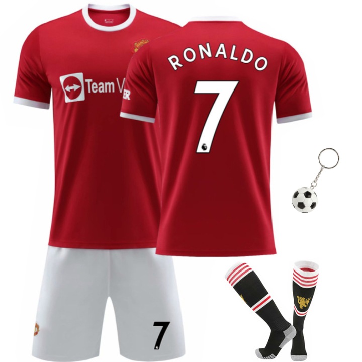 Детска спортна екипировка Тениска Devils Ronaldo Soccer T-shirt, Party Chili®, сезон 2021/2022, Ден на детето, Полиестер, Червен, Червен