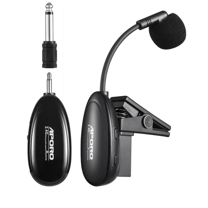 Microfon Wireless pentru Saxofon, 2.4G, Wireless Receptor si Transmitator, pentru Saxofon si multe altele