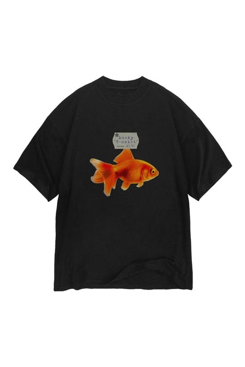 Tricou negru Lucky barbati, mysimplicated, Bumbac, Rosu/Negru