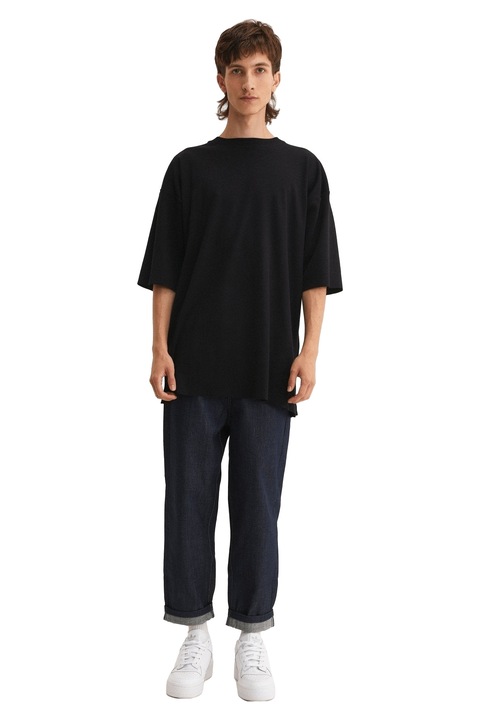 Tricou negru Oversized Superwoman barbati, mysimplicated, Bumbac, negru, Negru