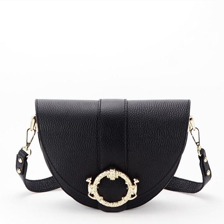 Чанта от естествена кожа 7092 121 Черна