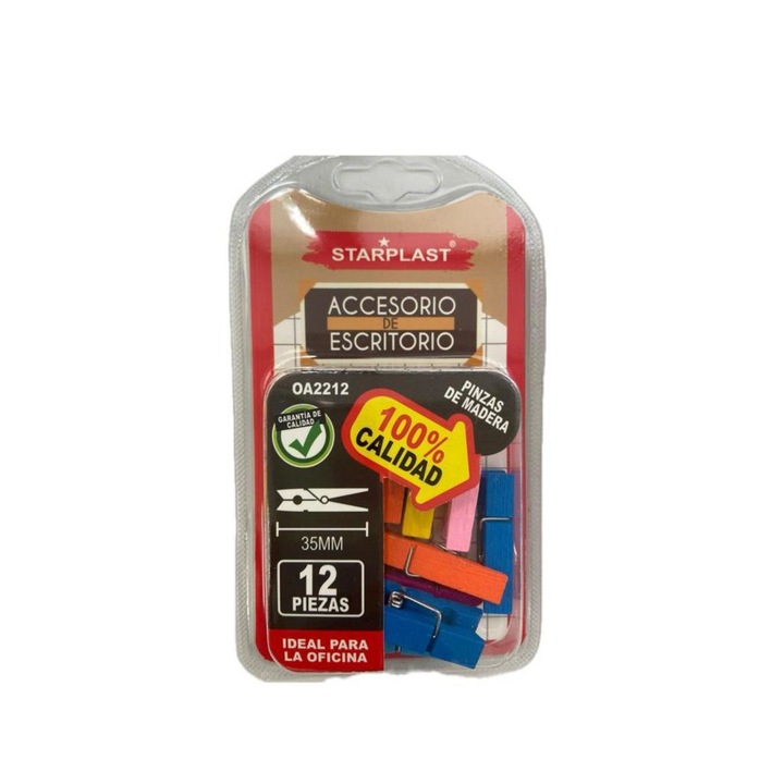 Set 12 miniclesti multicolorati din lemn, 35 mm, Starsplast