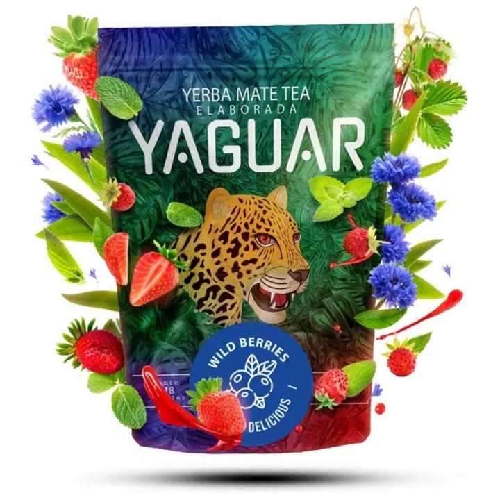 Yerba Mate Tea, Yaguar Wild Berries, Enyhe és Aromás, Ideális Kezdőknek, Természetes Stimuláció, Brazília, 500g